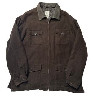 Vintage Gap Dark Brown Barn Chore Jacket Coat Size XL Full Zip Pockets Quilted